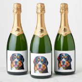 Berner Berghond Kleurrijk Sparkling Wijnetiket (Flessen)
