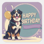 Berner Berghond Kleurrijk Vierkante Sticker (Voorkant)