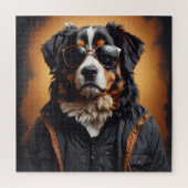 Berner berghond met jas en zonnebril legpuzzel (Verticaal)