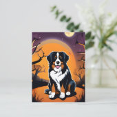 Berner Berghond Paarse Sinaasappel Halloween Briefkaart (Staand voorkant)