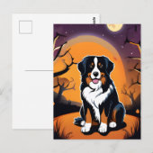 Berner Berghond Paarse Sinaasappel Halloween Briefkaart (Voorkant / Achterkant)