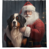 Berner Berghond Sinterklaas Feestelijke Kerstmis Douchegordijn (Voorkant)