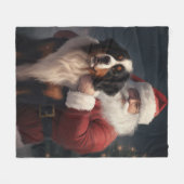 Berner Berghond Sinterklaas Feestelijke Kerstmis Fleece Deken (Voorkant (Horizontaal))