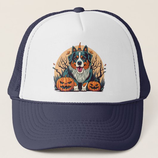 Berner Berghond Spooky Halloween Trucker Pet (Voorkant)