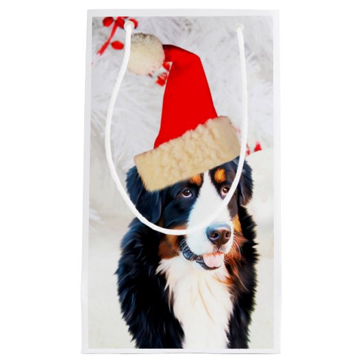 Berner Berghond W Kerst Pet Gift Bag Klein Cadeauzakje (Voorkant)