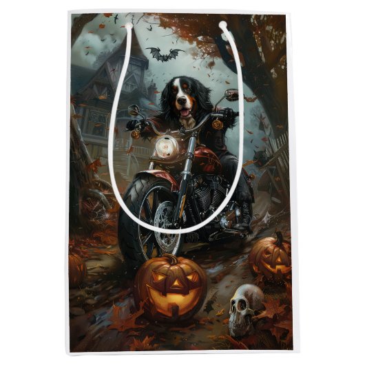 Berner Bergrijden Motorfiets Halloween Eng Medium Cadeauzakje (Voorkant)