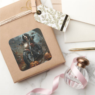 Berner Bergrijden Motorfiets Halloween Eng Vierkante Sticker