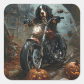 Berner Bergrijden Motorfiets Halloween Eng Vierkante Sticker (Voorkant)