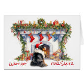 Berner Dog Attendez la cheminée de Noël Père Noël (Devant horizontal)