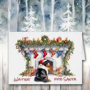 Berner Dog Attendez la cheminée de Noël Père Noël