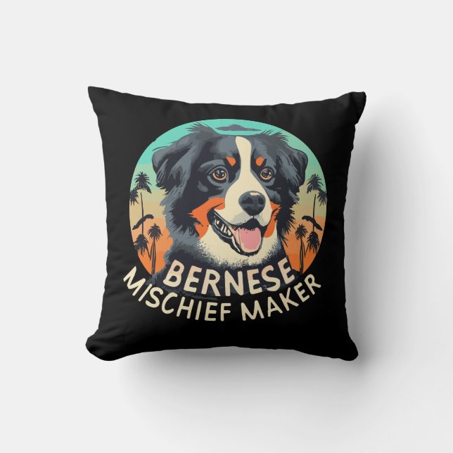 Berner Mischief Maker - Grappige berghond Kussen (Voorkant)