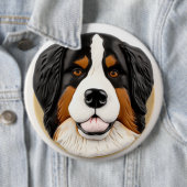 Berner Mountain Dog 3D geïnspireerd Ronde Button 6,0 Cm (In situ)