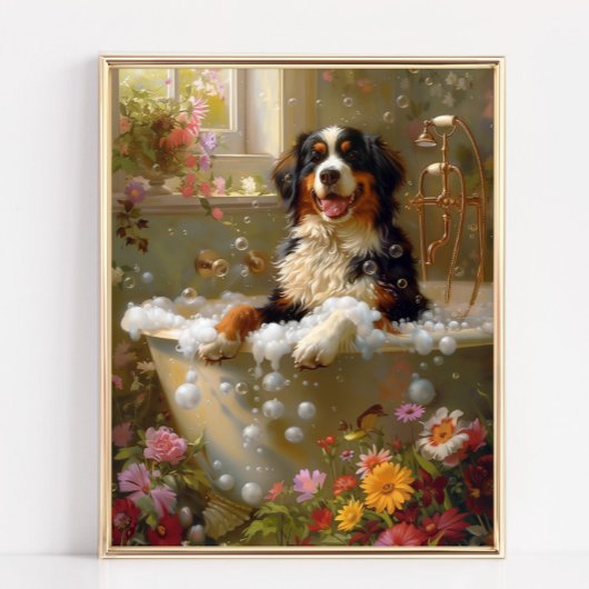 Berner Mountain Dog Art, Badkamer kunstwerk Poster
