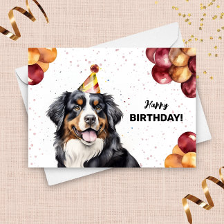 Berner Mountain Dog Balloons Party Pet Verjaardag Kaart