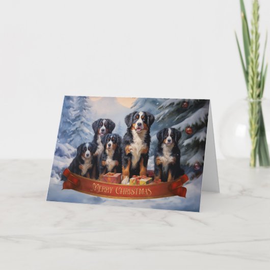 Berner Mountain Dog Kerstkaart Bedankkaart (Voorkant)