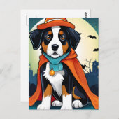 Berner Mountain Dog Puppy Halloween Briefkaart (Voorkant / Achterkant)