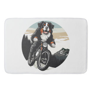 Berner Mountain Dog Riding A Mountain Bike Badmat