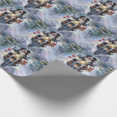 Berner Mountain Dog Riding Motorfiets Kerstmis Cadeaupapier (Hoek)