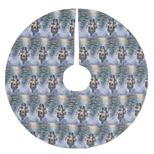 Berner Mountain Dog Riding Motorfiets Kerstmis Kerstboom Rok