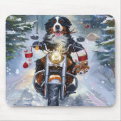 Berner Mountain Dog Riding Motorfiets Kerstmis Muismat (Voorkant)