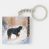 Berner Mountain liet het sneeuwen Kerstmis Sleutelhanger (Achterkant)