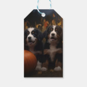 Berner Mountain Puppy Herfst Delight Pompoen Cadeaulabel (Achterkant)