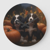 Berner Mountain Puppy Herfst Delight Pompoen Grote Klok (Voorkant)