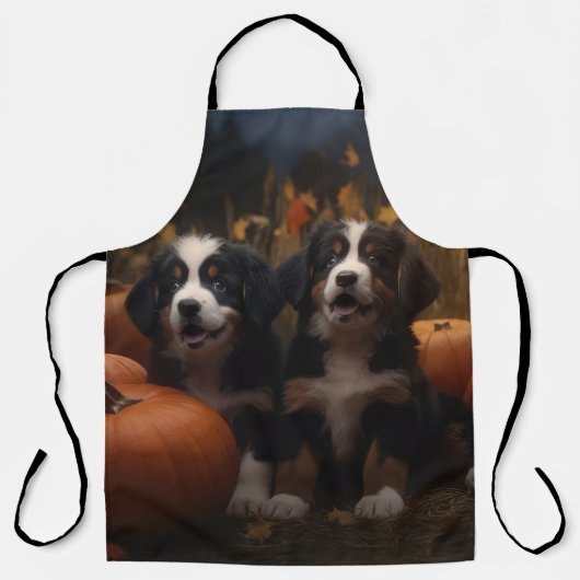 Berner Mountain Puppy Herfst Delight Pompoen Schort (Voorkant)