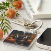 Berner Mountain Puppy Herfst Delight Pompoen Sleutelhanger (Voorkant Rechts)