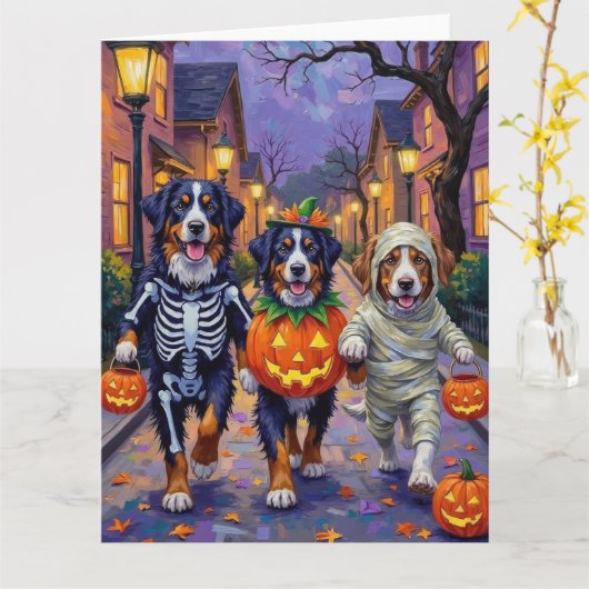Berner Mountain Trick-or-Treating tijdens Hallowee Kaart (Gele Bloem)