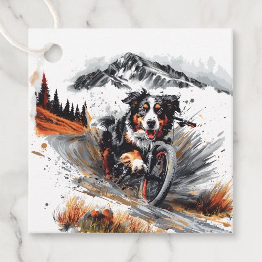 Berner mountainbike in de bergen bedankjes labels (Voorkant)