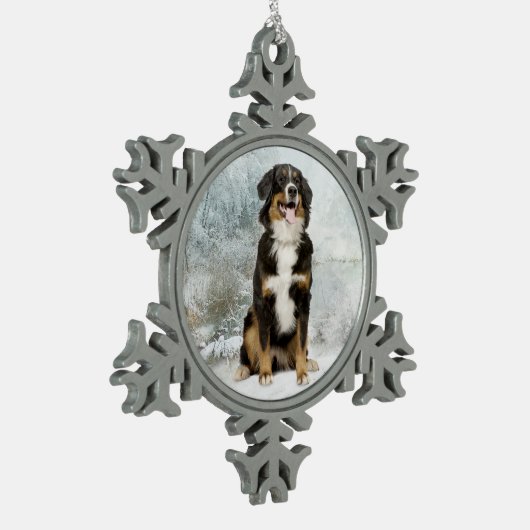 Berner Mt. Hond Kerstversiering Tin Sneeuwvlok Ornament (Links)