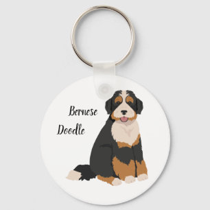Berner Poedel mix, Bernedoodle Kerst Ornament Sleutelhanger
