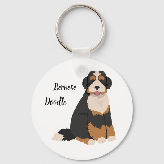 Berner Poedel mix, Bernedoodle Kerst Ornament Sleutelhanger (Voorkant)