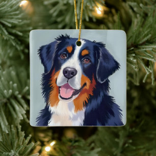 Berner Sennenhond Aquarelschilderij Keramisch Ornament