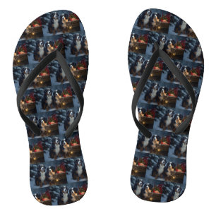 Berner Sennenhond Besneeuwde slee Kerstversiering Teenslippers