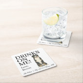 Berner Sennenhond bruiloft Vierkante Kartonnen Onderzetter (Insitu)