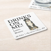 Berner Sennenhond bruiloft Vierkante Kartonnen Onderzetter (Schuin)