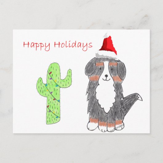 Berner Sennenhond Cactus Kerstmis Feestdagenkaart (Voorkant)