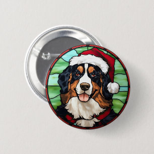 Berner Sennenhond Gebrandschilderde Glas Kerstmis Ronde Button 5,7 Cm