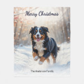 Berner Sennenhond Gepersonaliseerde Kerst Gooi Fleece Deken (Voorkant)