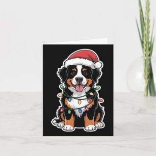 Berner Sennenhond gewikkeld in kerstverlichting Kaart