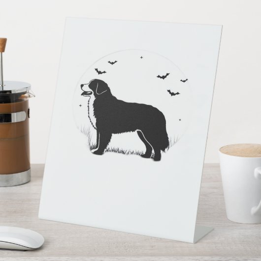 Berner Sennenhond – Halloween Moon Silhouette O Reclamebord Met Voetstuk (Insitu)