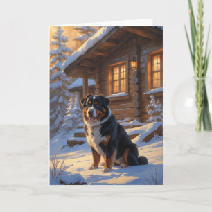 Berner Sennenhond in de sneeuw door Rustic Winter Kaart