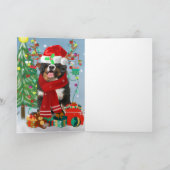 Berner Sennenhond in de sneeuw met kerstcadeaus  Kaart (Binnen)