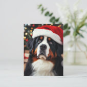 Berner Sennenhond in een Santa Hat Briefkaart (Staand voorkant)