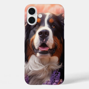 Berner Sennenhond in lavendel iPhone 16 Plus Hoesje