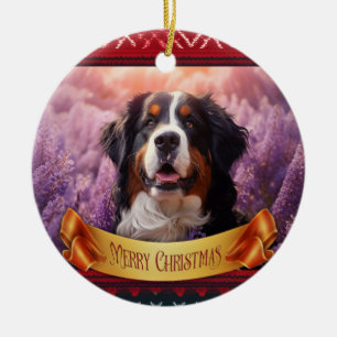 Berner Sennenhond in lavendel Keramisch Ornament