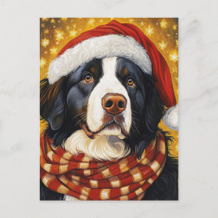 Berner Sennenhond in Santa Hat Briefkaart