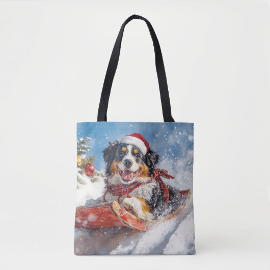 Berner Sennenhond in Sledge Kerstmis Draagtas (Voorkant)